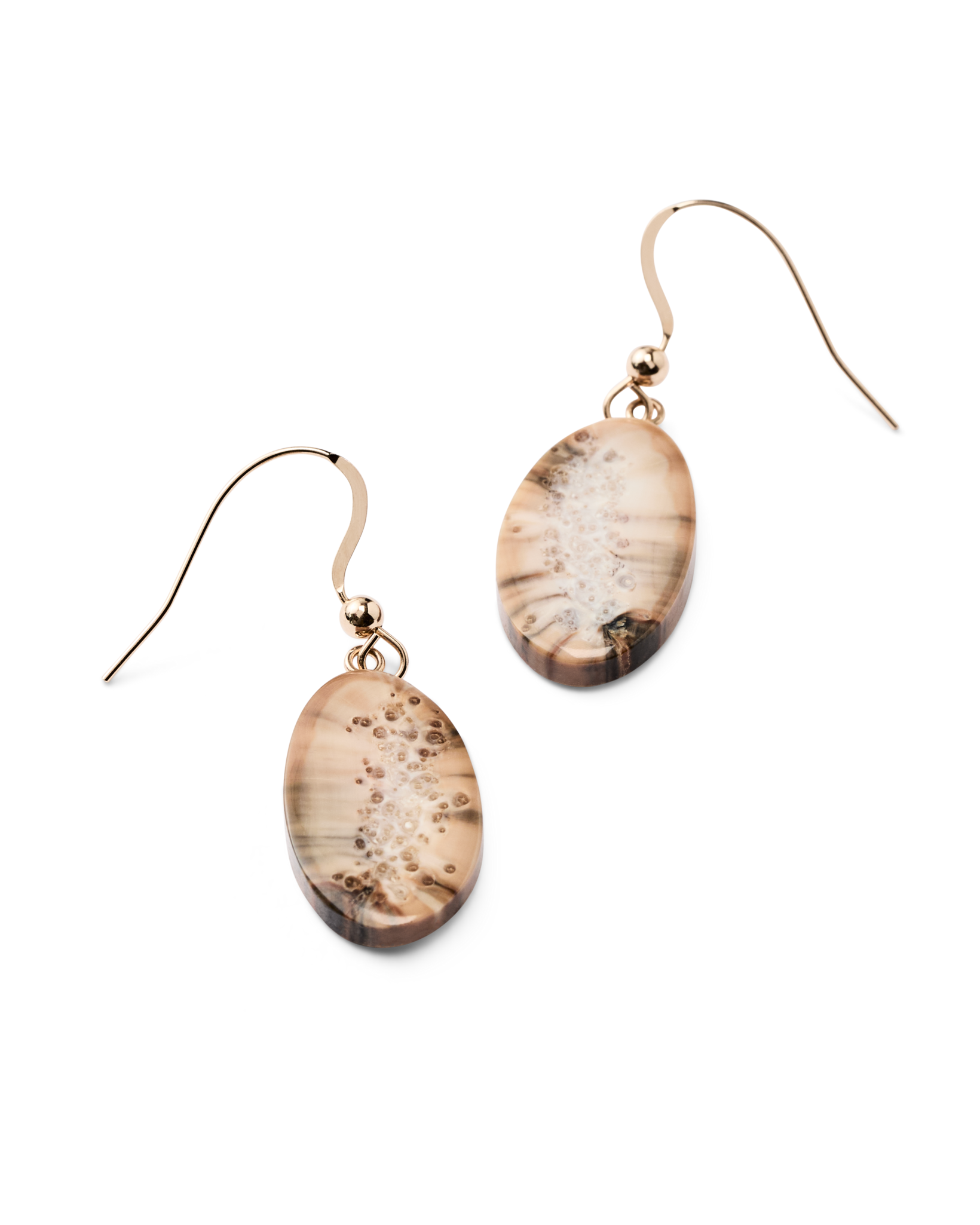 Ivory Jacks 14k Fossil Tusk Slice Earrings - 14kyg - Image 4