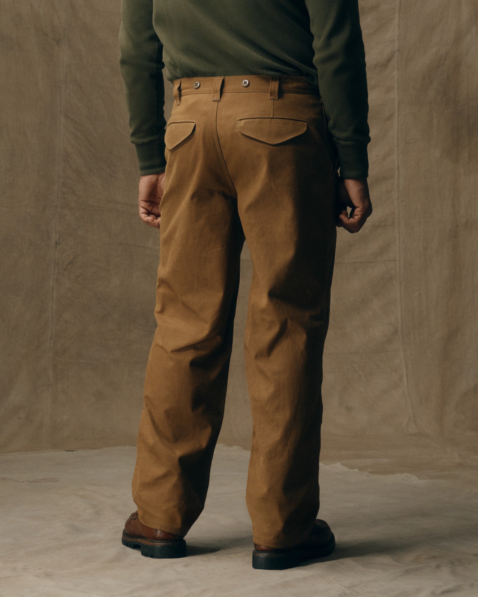 Oil Finish Single Tin Cloth Pants - Dark Tan - Image 3