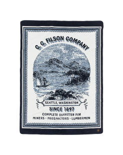 Wool-blend Blanket - Navy / Mountain Sea