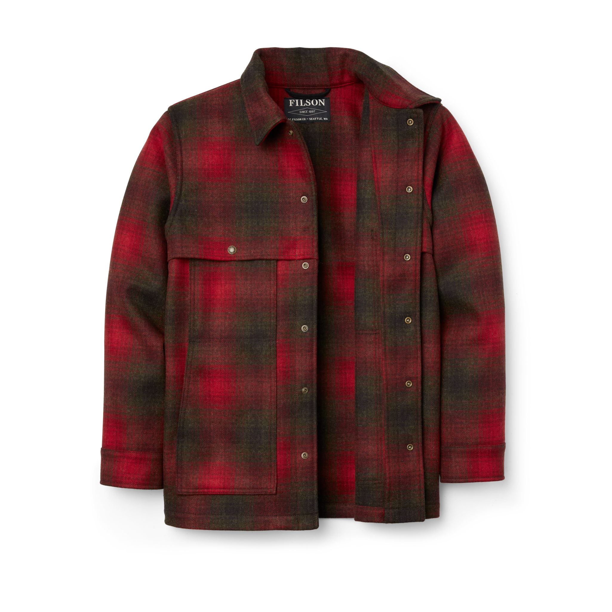 Wool Cape Coat - Red / Green / Dark Brown Plaid - Image 3
