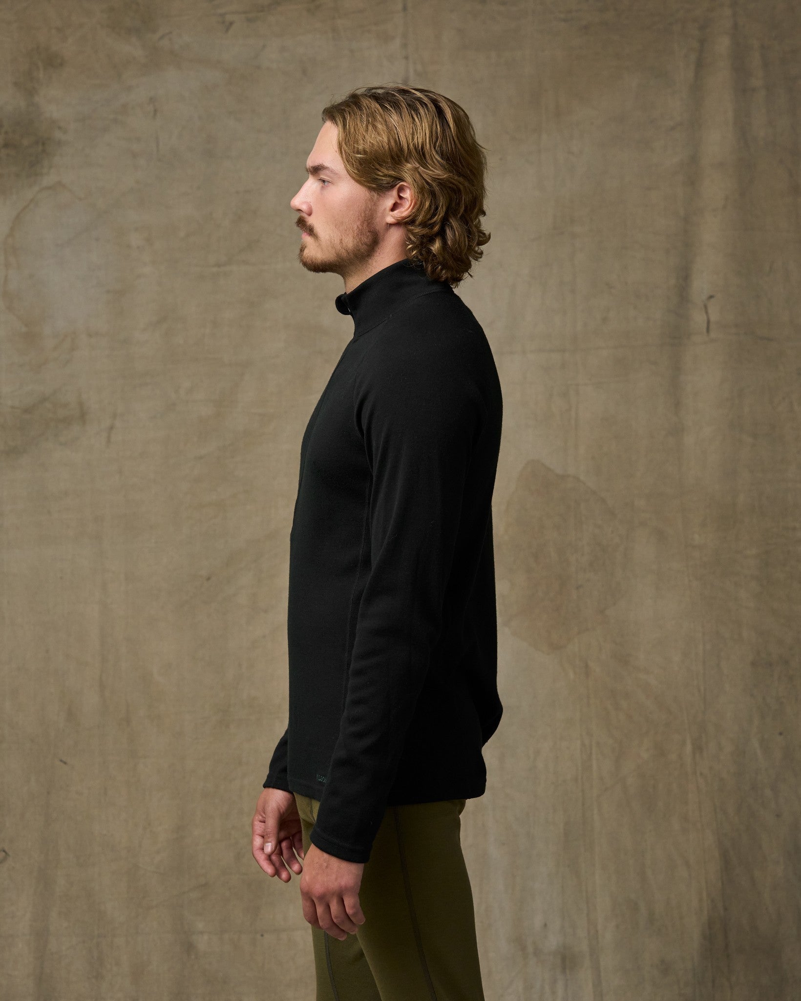 400g Merino Wool Long Sleeve Half-zip - Black - Image 3
