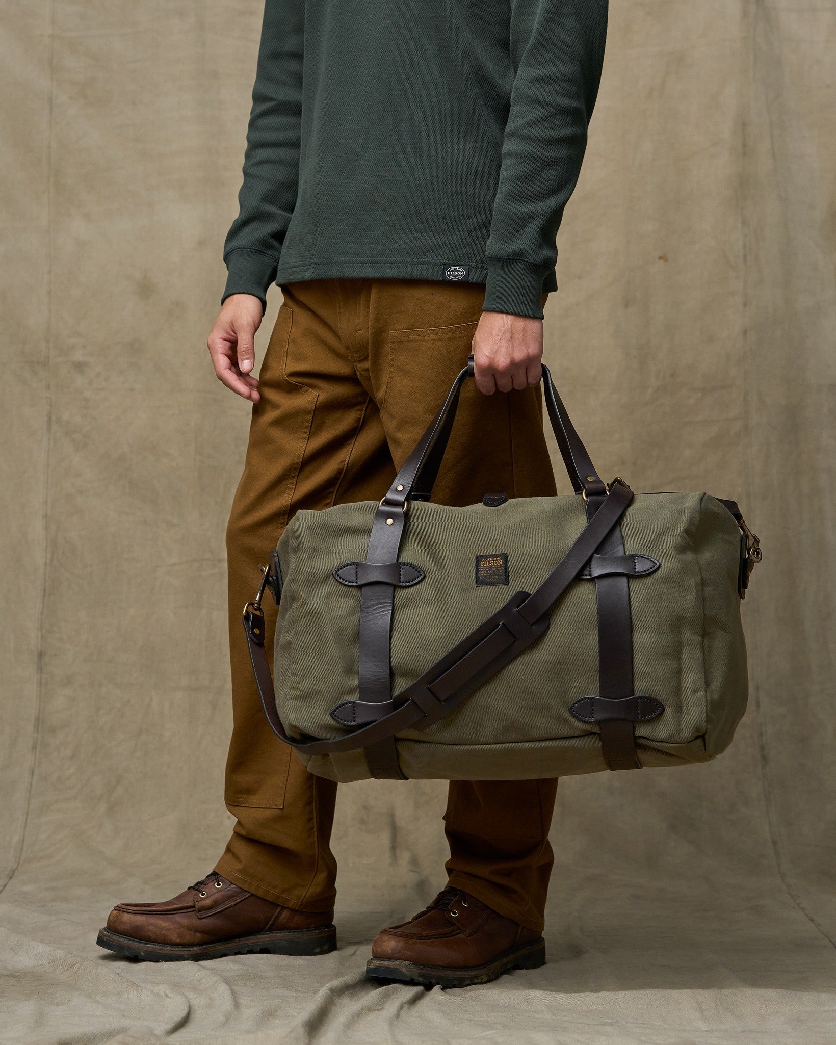 Medium Rugged Twill Duffle Bag - Otter Green - Image 2