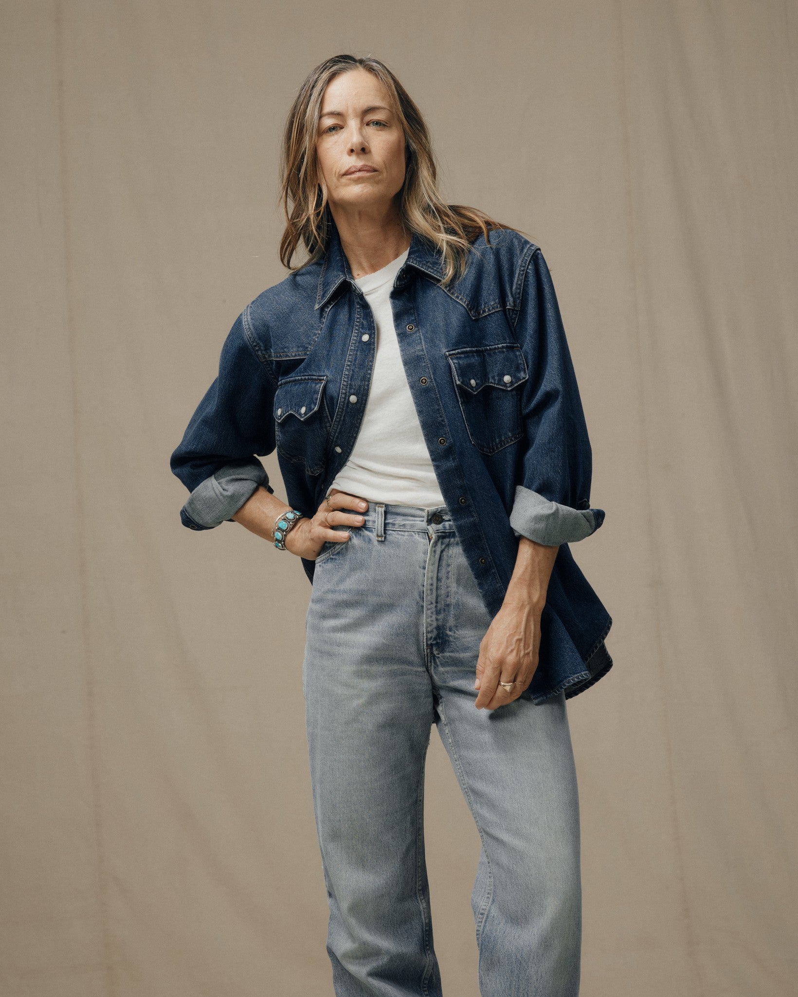 Women's Denim Western Shirt - Medium Indigo - Image 4