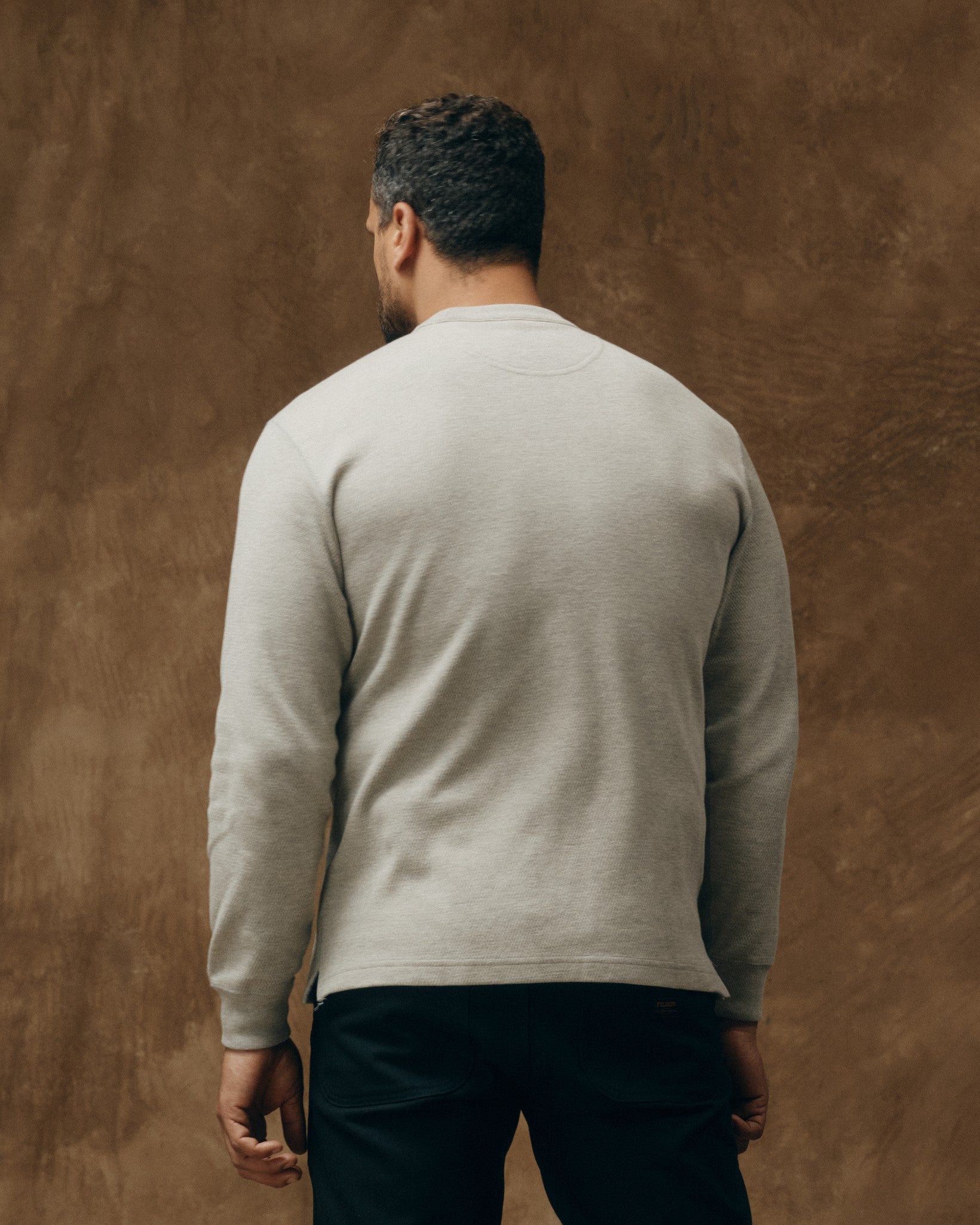 Waffle Knit Thermal Crewneck - Light Heather Gray - Image 2