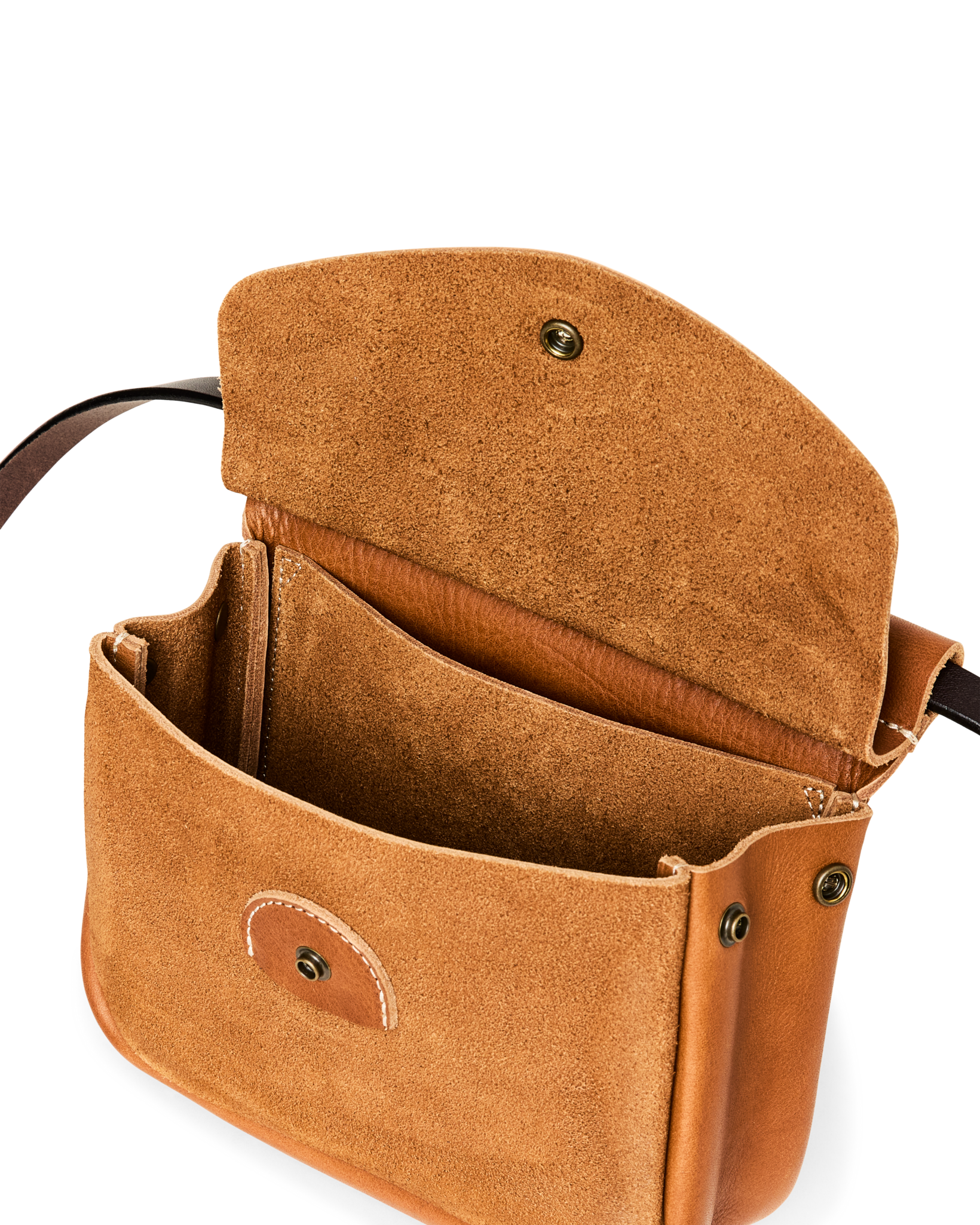 Suede Leather Convertible Field Bag - Saddle Brown - Image 3