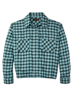 Women's Gathered Hem Shirt - Blue / Navy Plaid