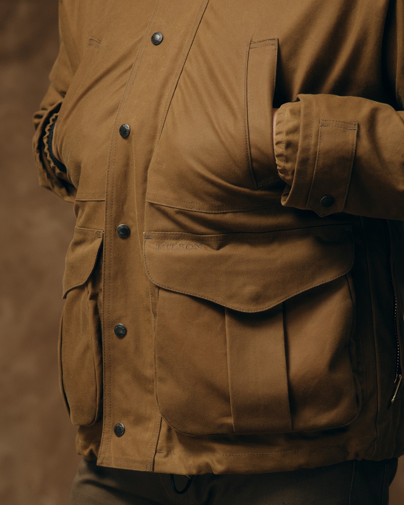 Lined Tin Cloth Field Jacket - Dark Tan - Image 4