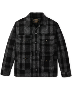 1940s Mackinaw Wool Cruiser Jacket - Charcoal / Black Heritage Plaid