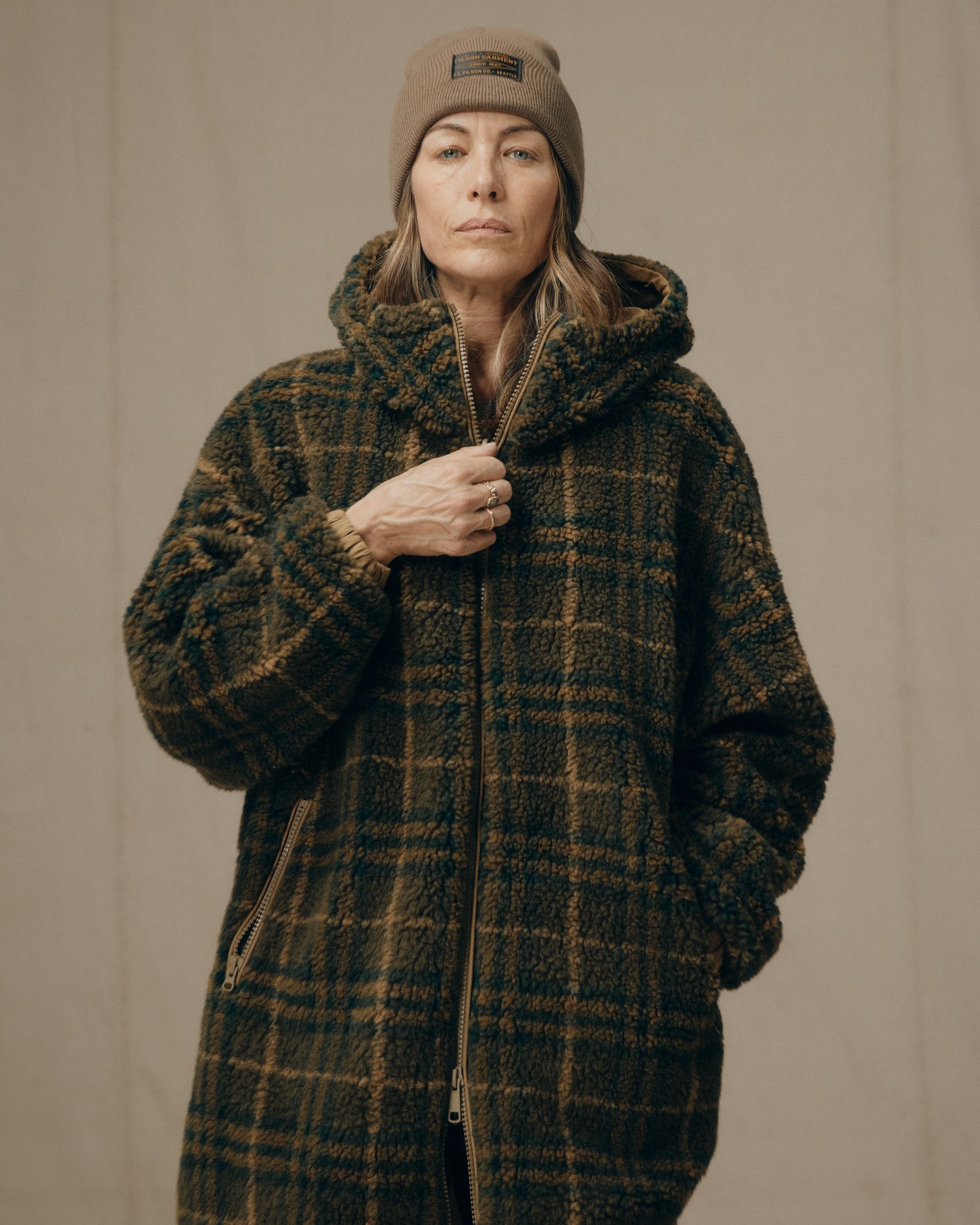 Women's Reversible Woolly Fleece Coat - Tan - Image 3