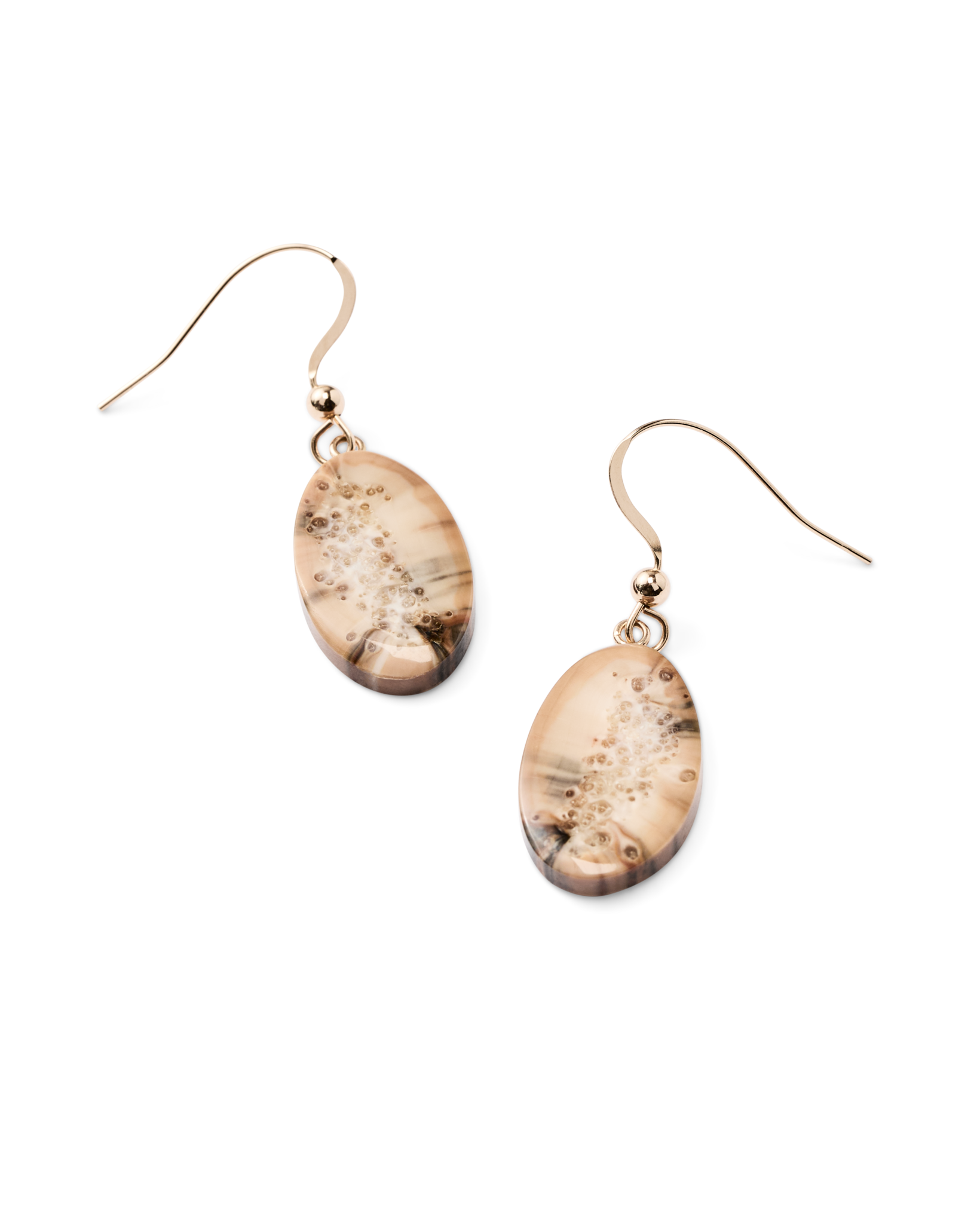 Ivory Jacks 14k Fossil Tusk Slice Earrings - 14kyg - Image 3