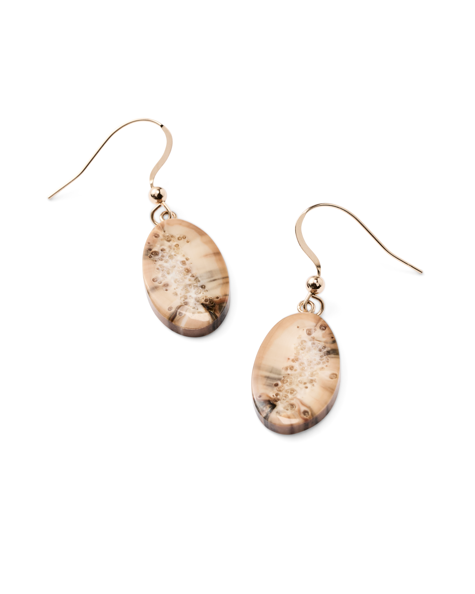 Ivory Jacks 14k Fossil Tusk Slice Earrings - 14kyg - Image 2