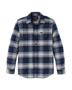 Vintage Flannel Work Shirt - Light Blue / Navy Plaid