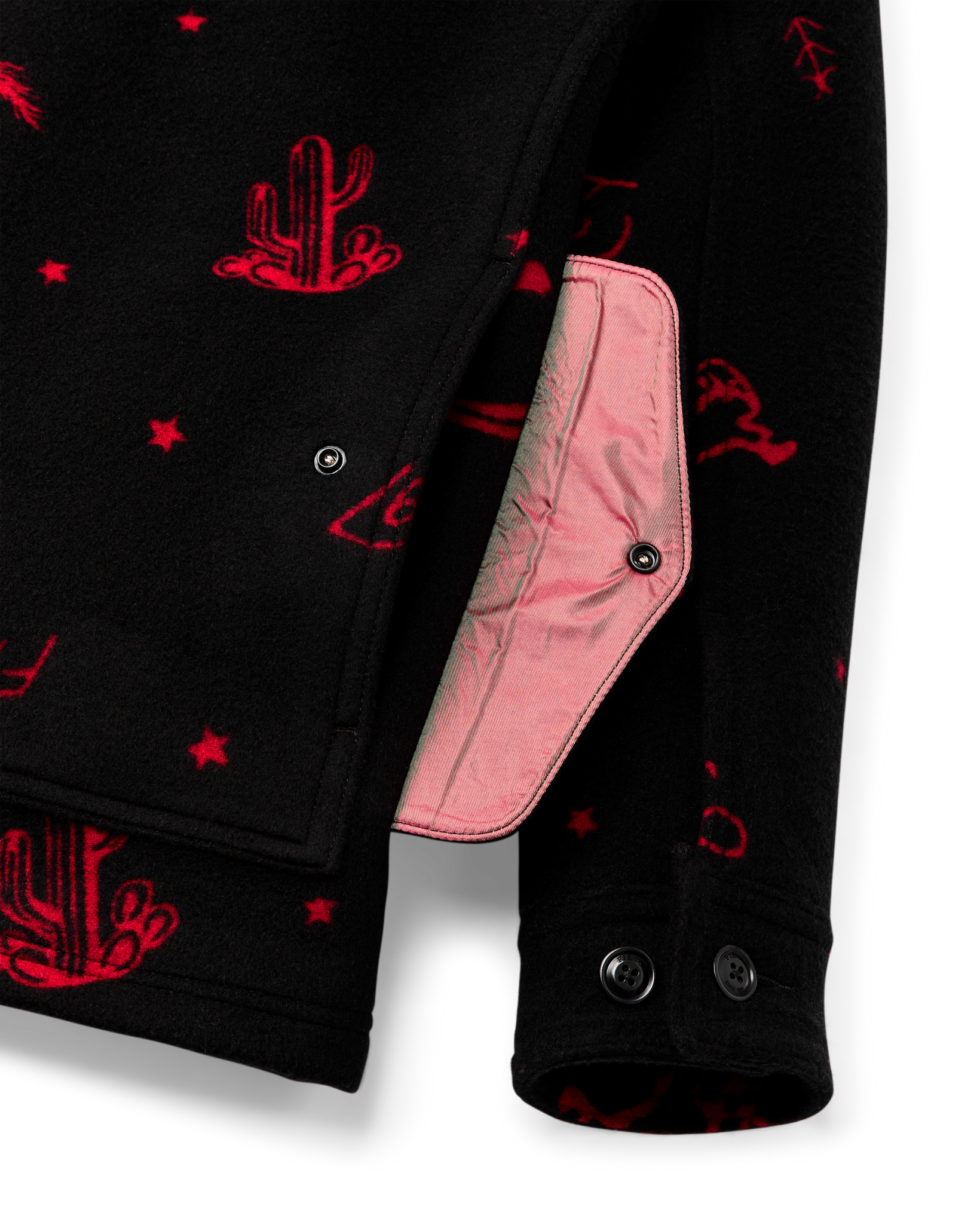 Women's Jacquard Wool Cruiser Jacket - Black / Red Western - Image 8