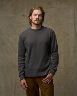 Waffle Knit Thermal Crewneck - Faded Black